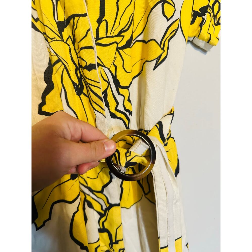 SLATE & WILLOW ANTHROPOLOGY Yellow White Floral Saskia Front Button Dress XS - Picture 10 of 13
